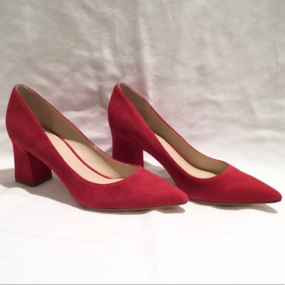 marc fisher red suede pumps